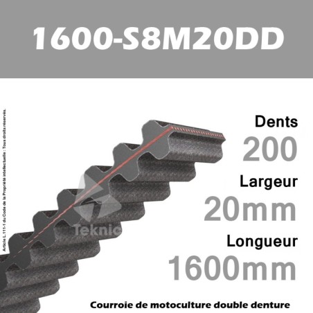 Courroie 1600-S8M20 Double denture