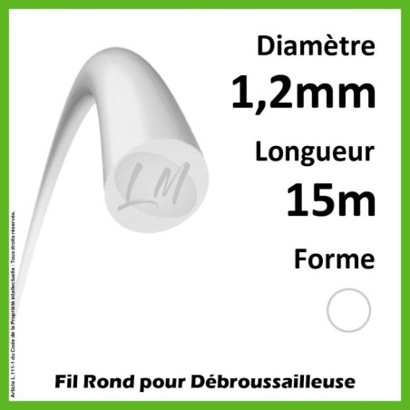 Fil Rond Nylon Blanc 1.2mm x 15m