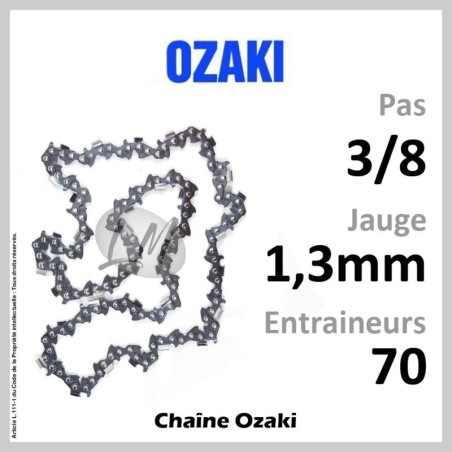 Chaîne OZAKI 70 Entraineurs, Pas : 3/8 - Jauge : 1,3mm