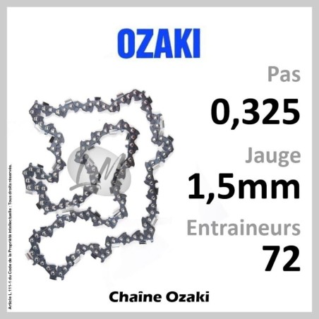 Chaîne OZAKI 72 Entraineurs, Pas : 0,325 - Jauge : 1,5mm