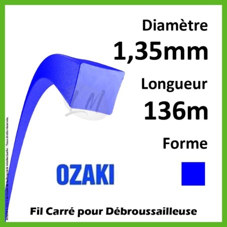 Fil Carré Ozaki Bleu 1,35mm x 136m