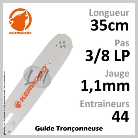 Guide Kerwood 35 - Pas : 3/8LP - Jauge : 1.1mm - 44 Ent