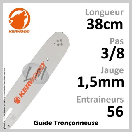 Guide Kerwood 38 - Pas : 3/8 - Jauge : 1.5mm - 56 Ent