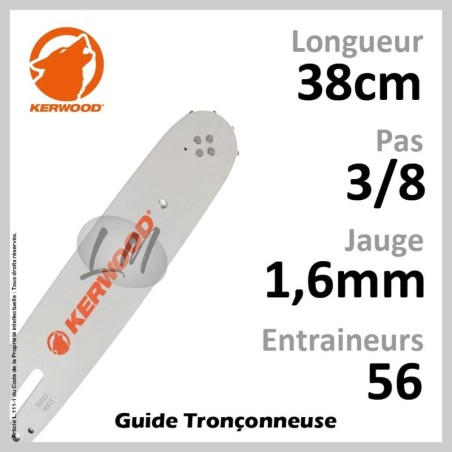 Guide Kerwood 38 - Pas : 3/8 - Jauge : 1.6mm - 56 Ent