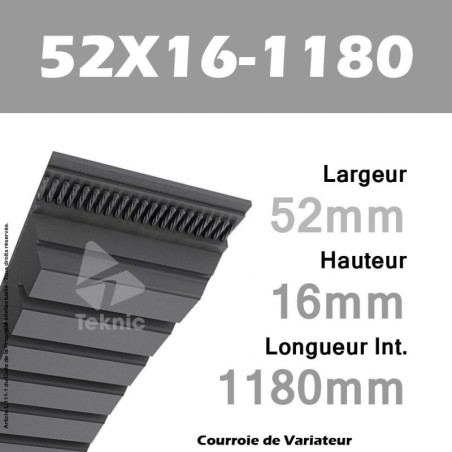 Courroie de Variateur 52X16-1180 Li - W50/1255