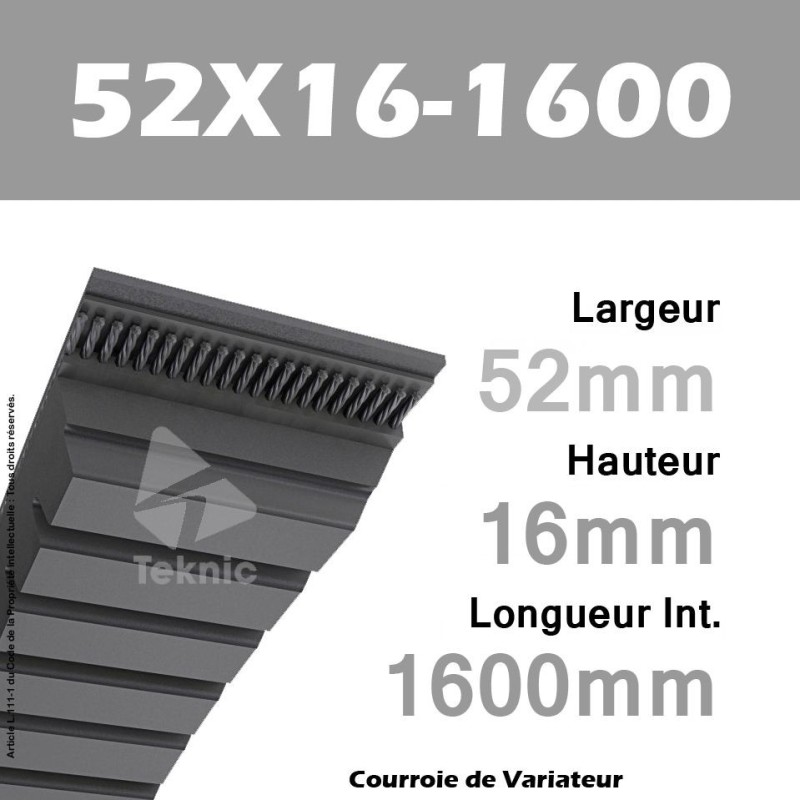 Courroie de Variateur 52X16-1600 Li - W50/1675