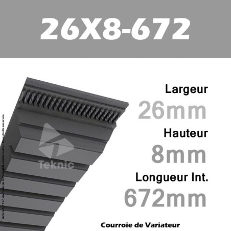 Courroie de Variateur 26X8-672 Li - W25/710
