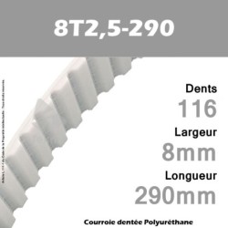 Courroie Dentée PU 8T2,5-290