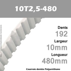 Courroie Dentée PU 10T2,5-480