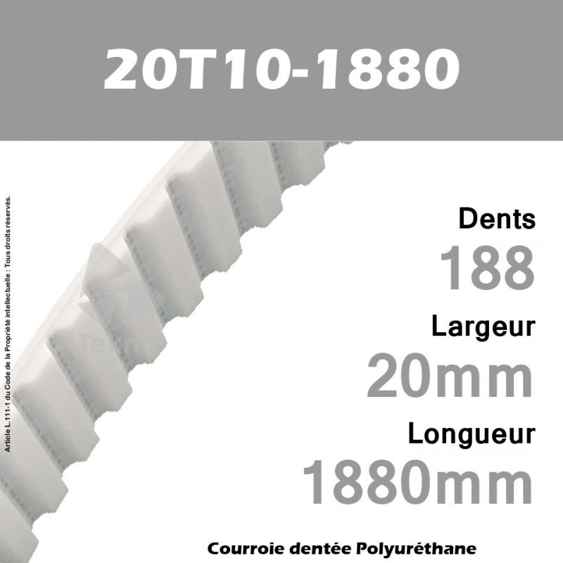 Courroie Dentée PU 20T10-1880