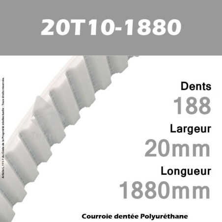 Courroie Dentée PU 20T10-1880