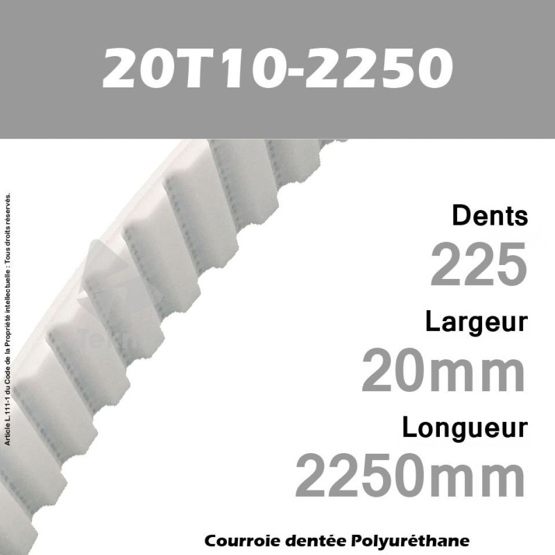 Courroie Dentée PU 20T10-2250