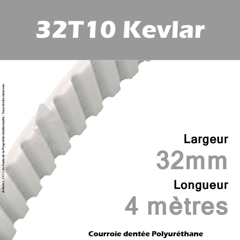 Courroie PU 32T10 Ouverte - Kevlar