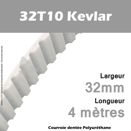 Courroie PU 32T10 Ouverte - Kevlar